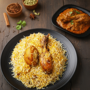 Kolkata Style Chicken Biryani with Chicken Chaap[Serve 1-2]